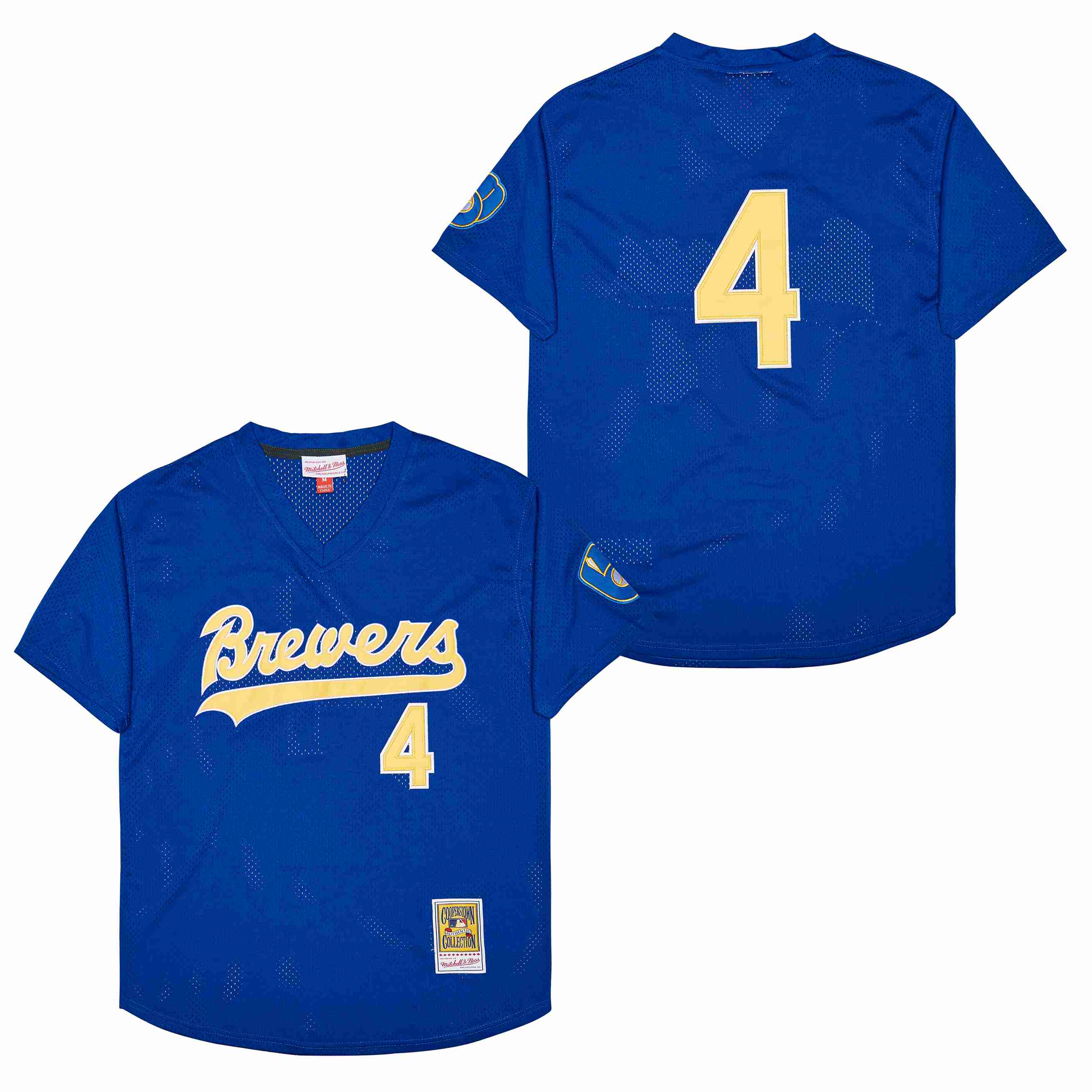 Men Milwaukee Brewers #4 Molitor blue Throwback  MLB Jerseys